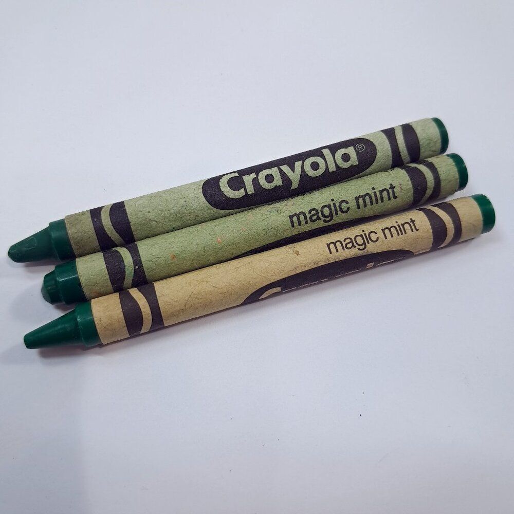 Vintage Crayola Crayon set 3 magic mint green crayons Made‎ USA Binney & Smith